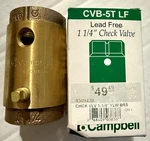 Campbell CVB-5T Lf Lead Free 1-1/4 Check Valve 1/8 Inlet Tap Outlet New. Price: $39.00.