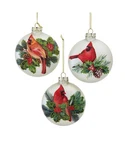 100MM Glass Cardinal With Holly Berry Flat Ball Ornaments, 3-PIECE Box GG1106 New. Price: $36.99.