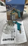 Critter 118 Siphon Gun W 16 Oz Mason Jar For Air Sprayer Stains Paints Pneumatic Used. Price: $38.50.