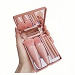 5PC Professional Makeup Brush Set With Mirror & Travel Case Vegan Bristles Pink New. Price: $8.69.