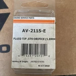 Devilbiss AV-2115-E Spray Gun Fluid Nozzle (type 303 S.s.) Used New. Price: $69.00.
