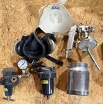 Vintage Devilbiss Type JGA-502 Paint Gun&canister Chicago Valve + Respirator Used. Price: $199.99.